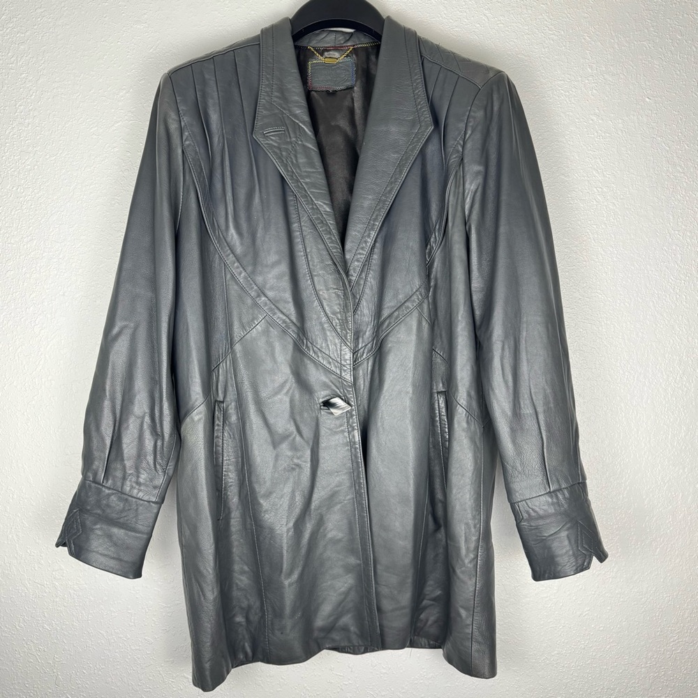 Lemonde Jacket Womens Free Size Gray Leather Long